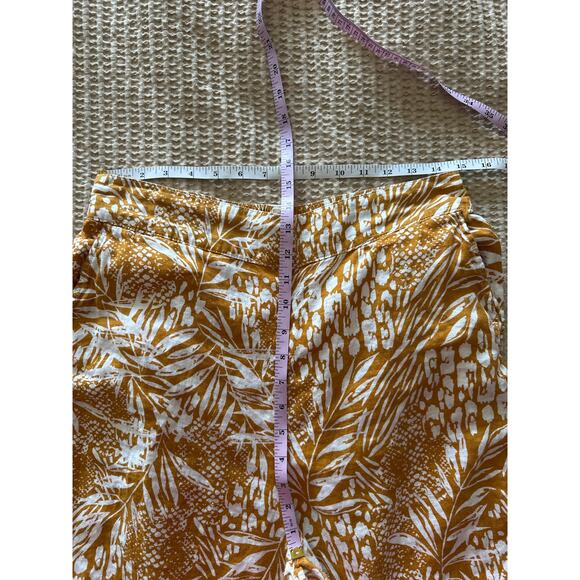 Christian Siriano New York 100% Linen Wide Leg Cropped Pants Mustard Large - Picture 4 of 4